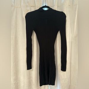 Open back Black Ribbed Knit Dress